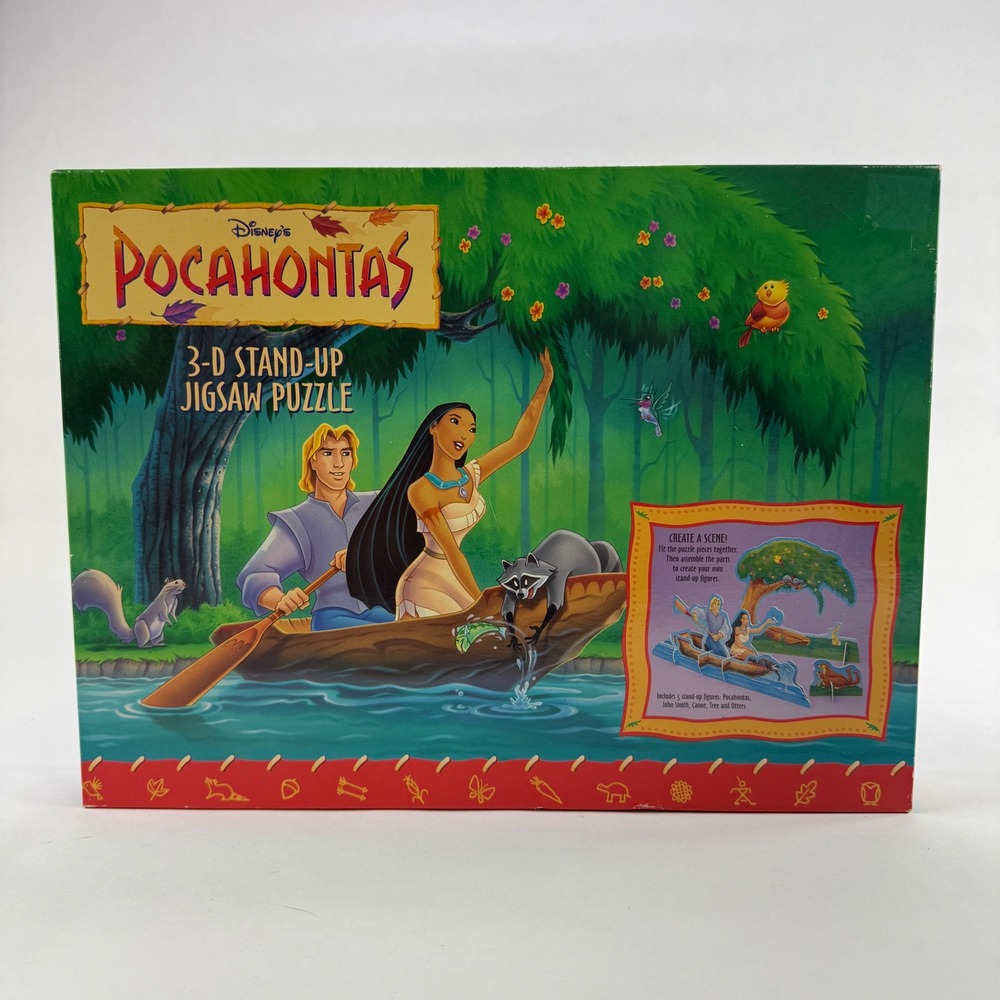 Vintage Disney Pocahontas 3-D Stand-Up Jigsaw Puzzle Parker Brothers 1995 Meeko